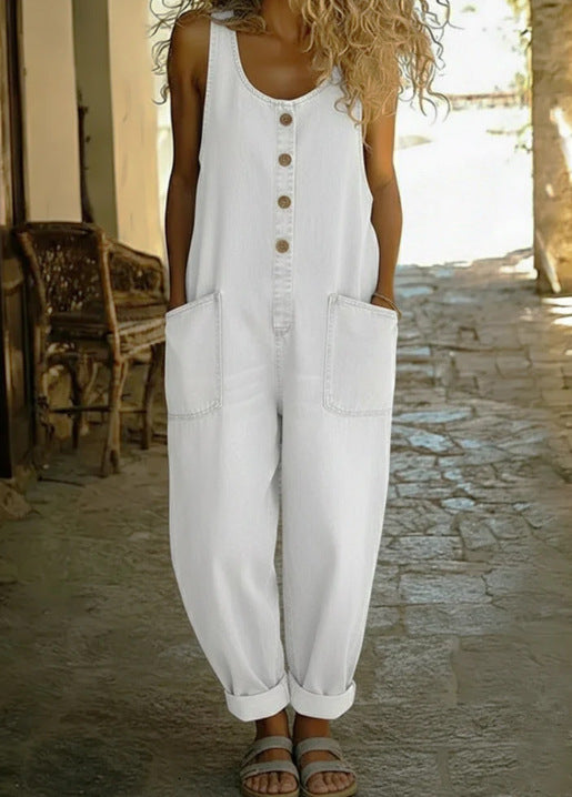 Women's Loose-Fit Three-Quarter Sleeve Jumpsuit