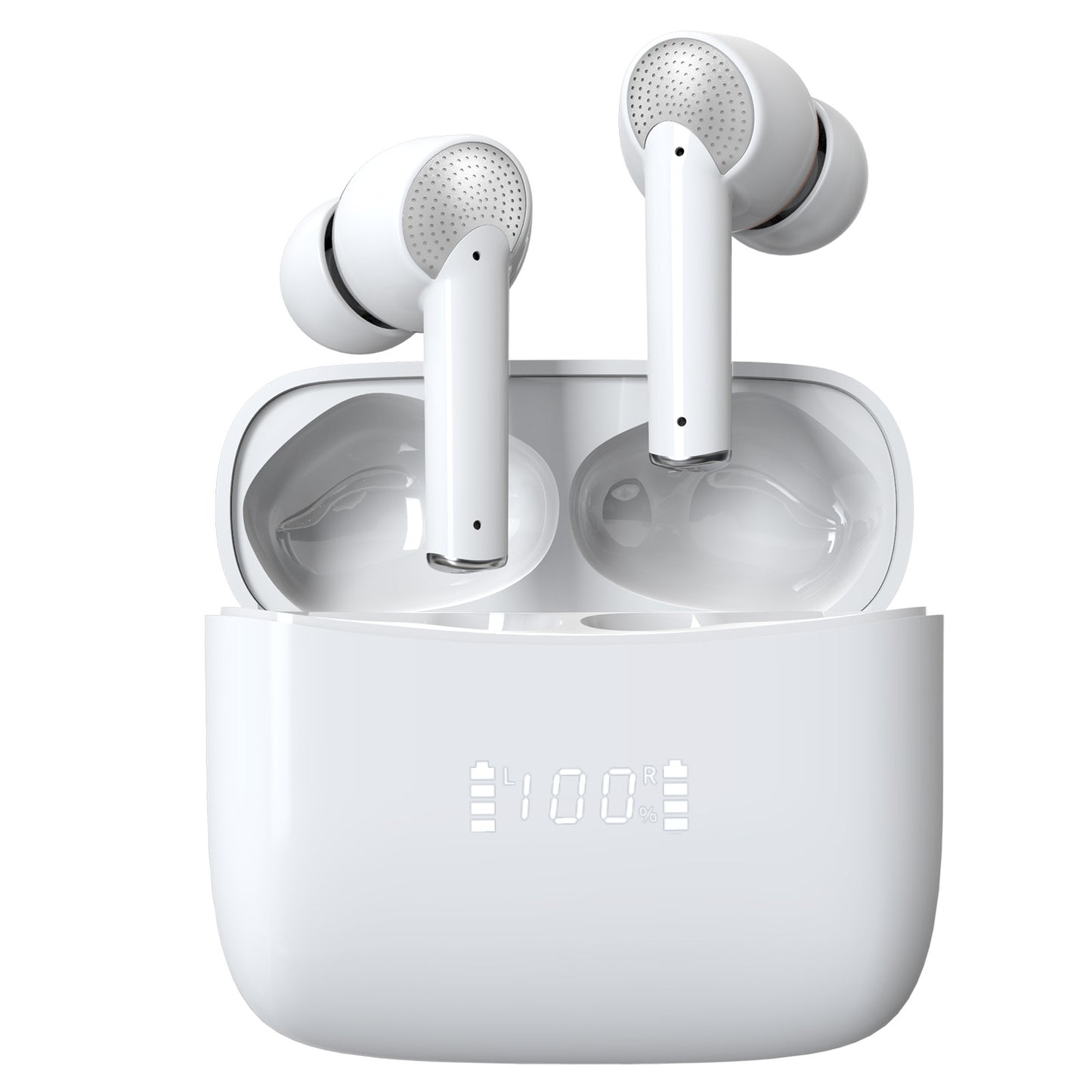 Touch Control Wireless Earbuds — Bluetooth 5.0 Semi In-Ear with Digital Display Charging Case