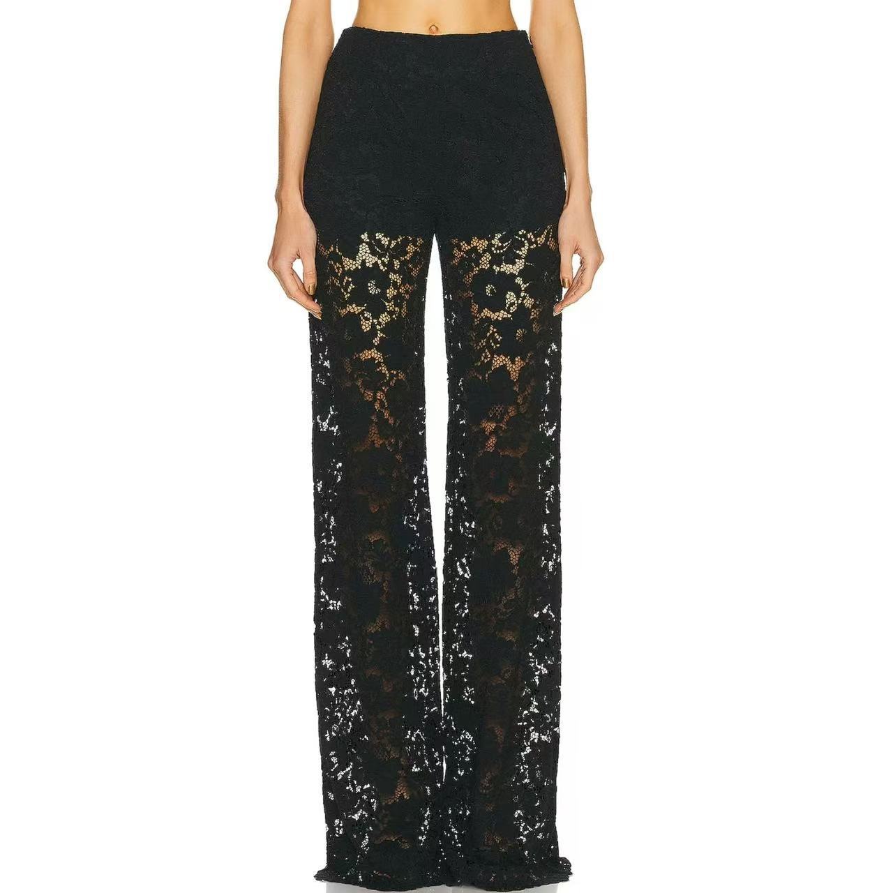Women's Jacquard Lace Straight Leg Trousers