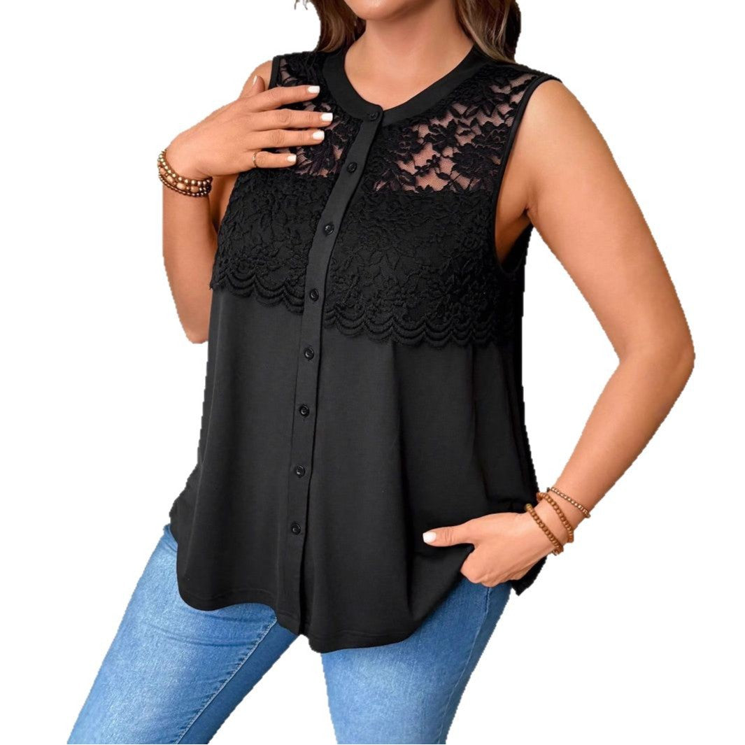 Women's Plus Size Lace Patchwork Cardigan