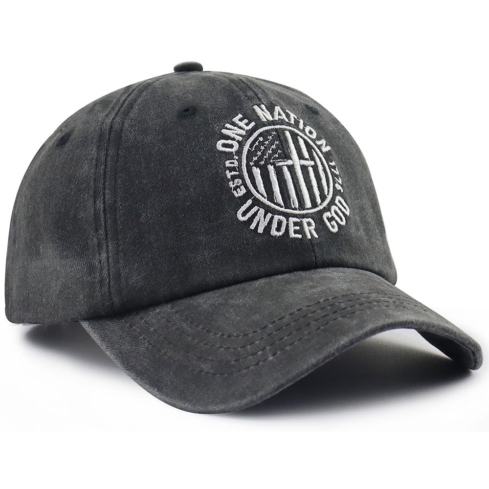 One Nation Under God Embroidered Baseball Cap | Adjustable Unisex Cotton Hat