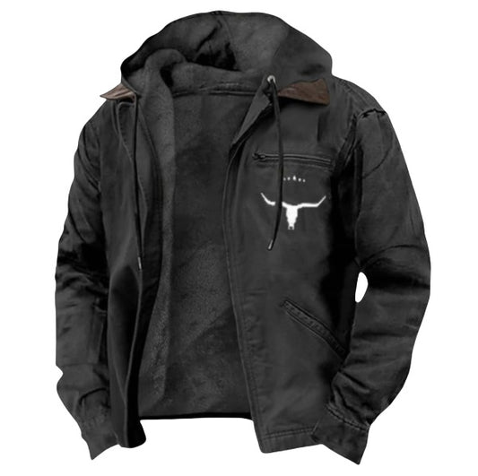 Men's Graphic Print Long Hooded Coat – Relaxed Fit | S–3XL