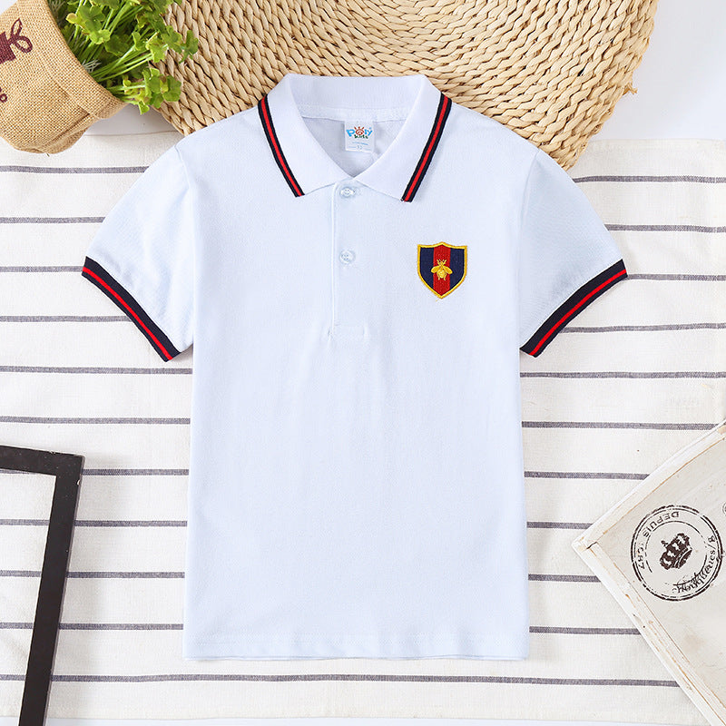 Boys' Short Sleeve Cotton Polo Shirt | Moisture Wicking Lapel Kids Top