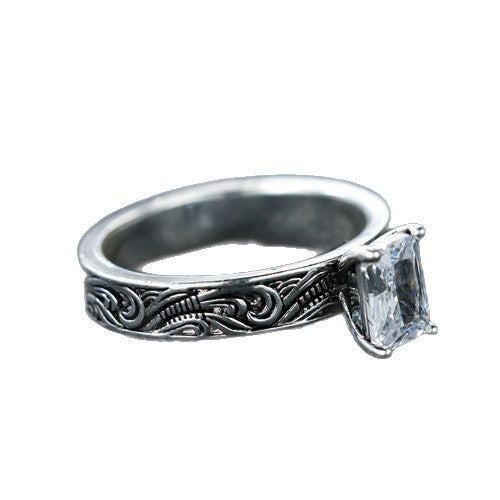 Retro Minimalist White Diamond Ring Casual And Versatile For Women