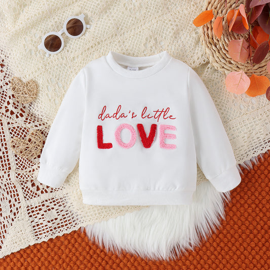 Girls Letter Print Cotton Sweatshirt – Long Sleeve Kids Pullover