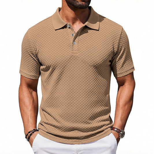 Men's Plaid Collared Polo Shirt | Breathable Short Sleeve