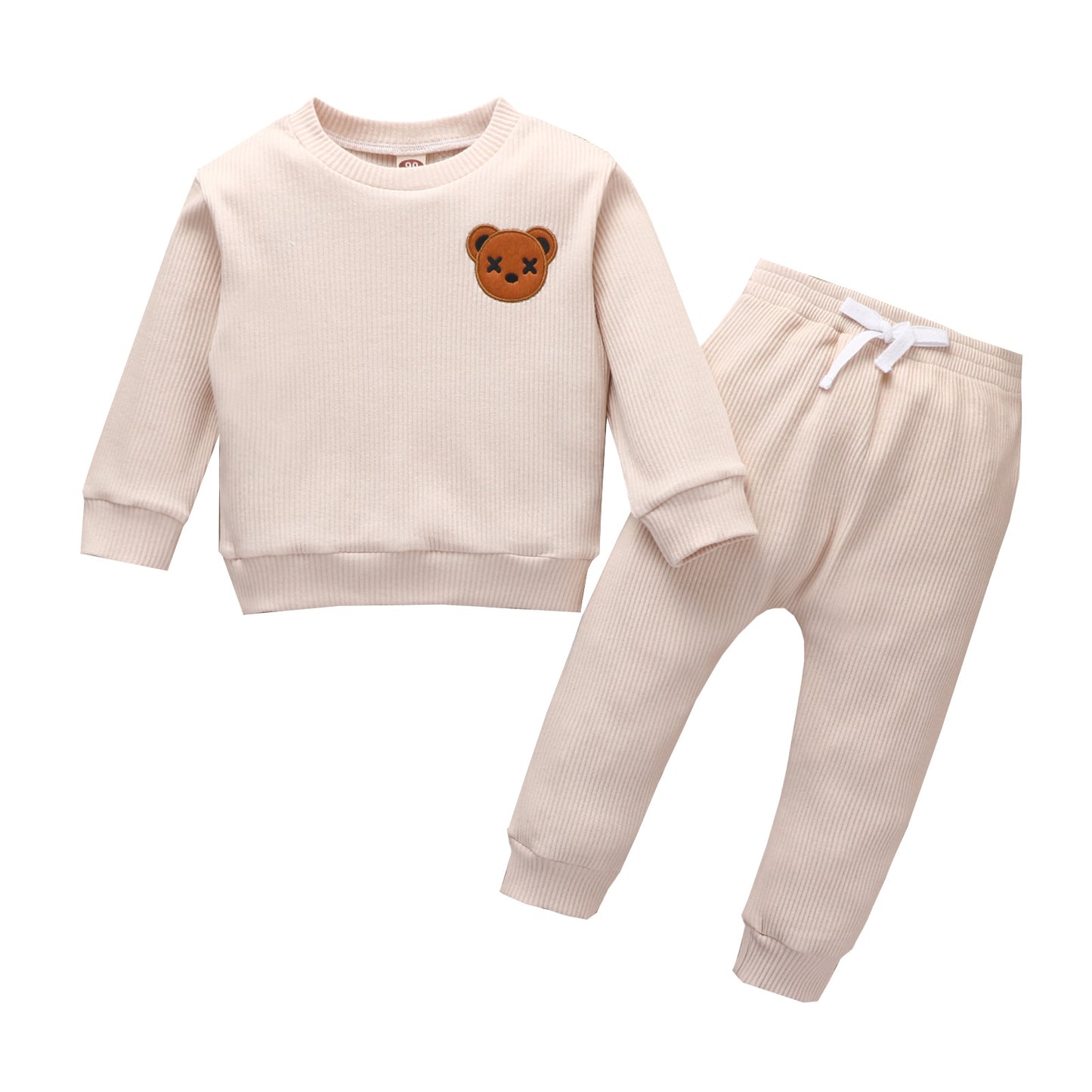 Children's Bear Embroidered Long-Sleeve Top & Trousers Set
