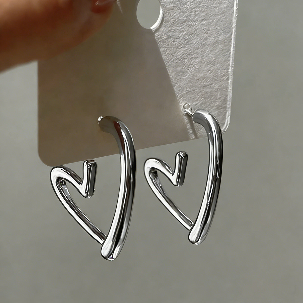 Heart-Shaped Stud Earrings | Electroplated Metal Earrings for Women