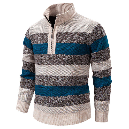 Men's Fleece-Lined Half-Zip Hoodie | Stand-Up Collar | JParker