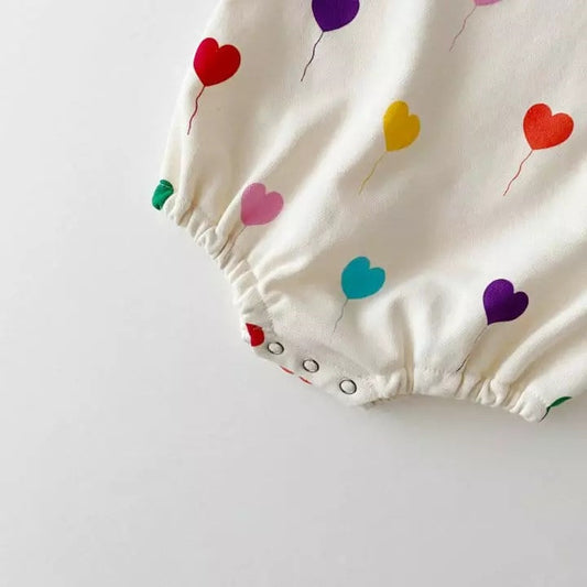 Baby Korean Style Love Print Wrap Romper – White