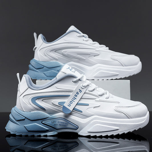 Breathable Mesh Running Trainers - Flat Rubber Sole Lace-Up Sports Shoes
