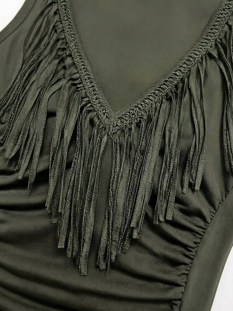 Women's Bodycon Tassel Dress | Army Green | S–2XL