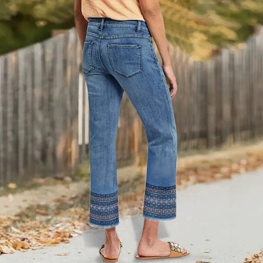 Women's Mid Rise Washed Straight Leg Ankle Jeans