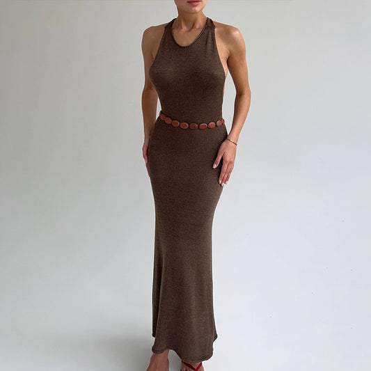 Women's Sleeveless Fishtail Maxi Dress | T-Strap Back