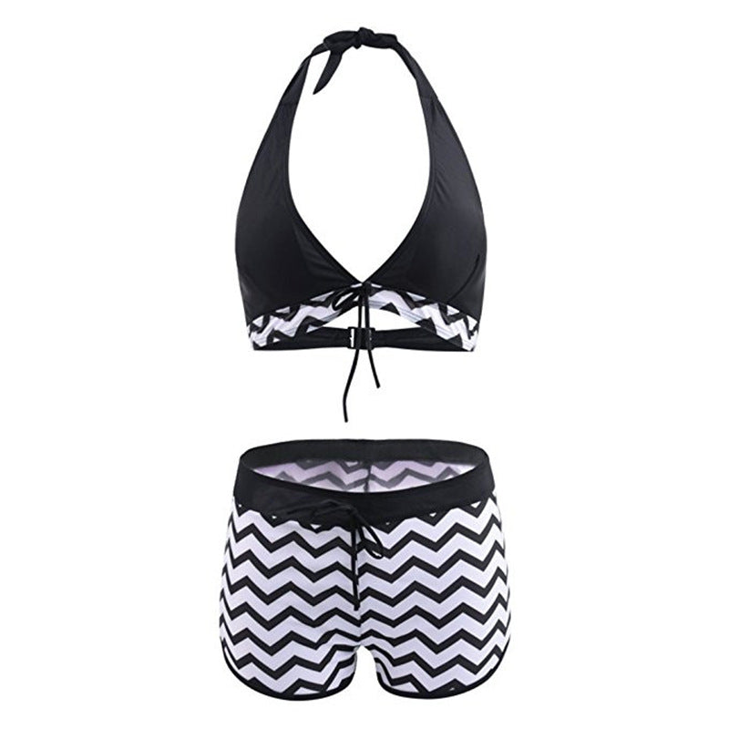 Women's Zigzag Print Two-Piece Bikini Set | Top & Shorts S–XL