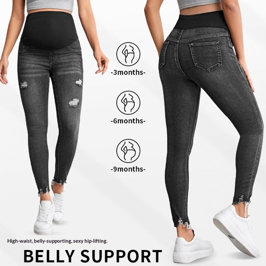 Women's High Waist Cropped Capri Pants - Stretch Denim Belly Support