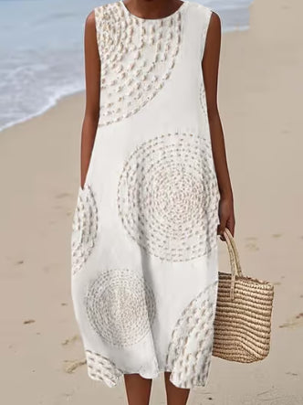 Women's Sleeveless Geometric Print Midi Dress