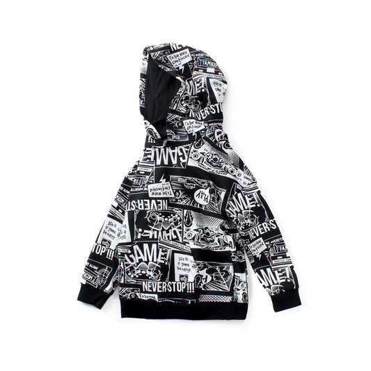 Children's Hooded Cotton Pullover Sweater | Loose Fit Kids Long Sleeve Top