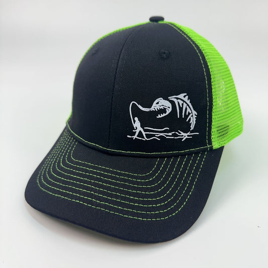 Two-Tone Mesh Baseball Cap - Fishbone Pattern Embroidered Unisex