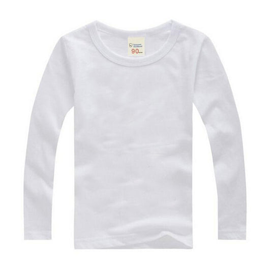Kids Solid Colour Long Sleeve Cotton T-Shirt – 8 Colours