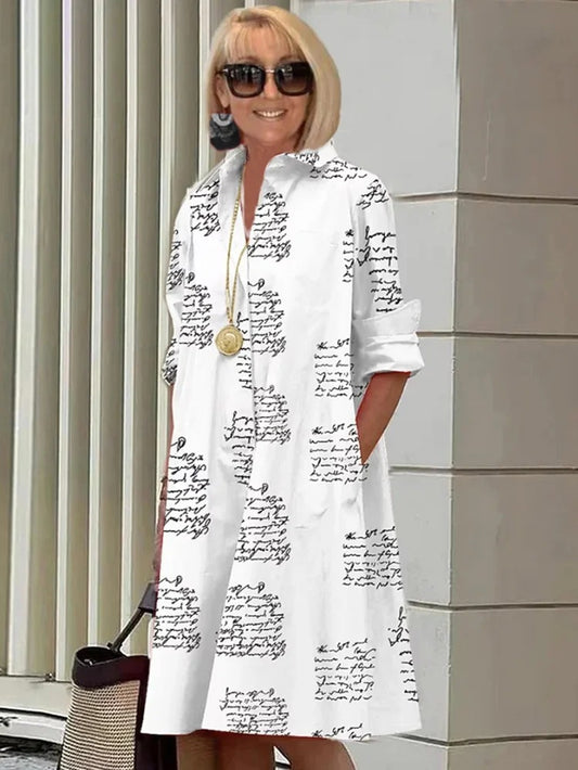 Women's Polo Collar Midi Shirt Dress | Relaxed Fit | S–5XL