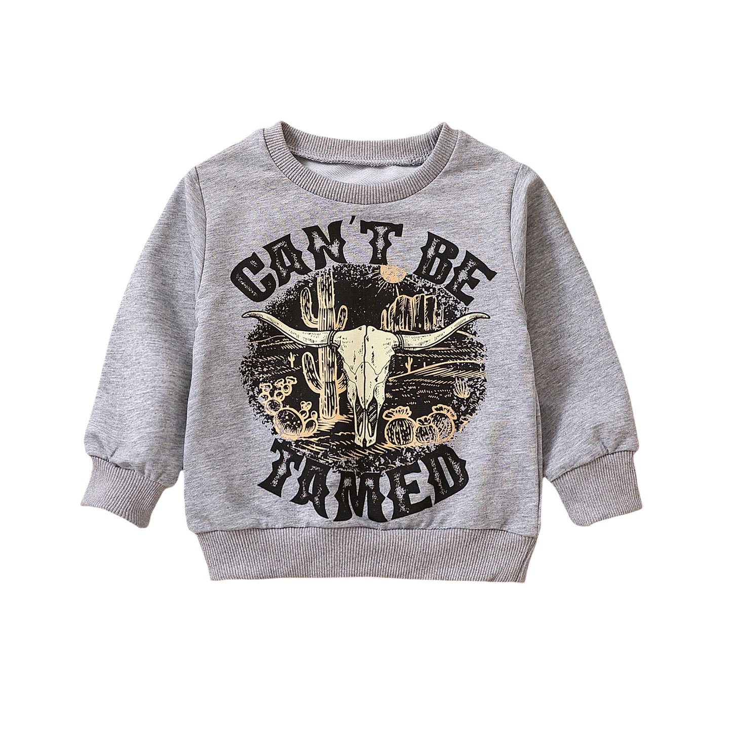 Children's Cotton Letter & Cow Print Sweatshirt | Kids Top