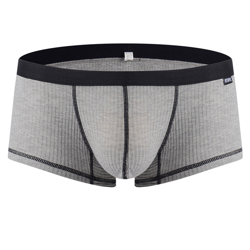 Men's Viscose U-Convex Boxer Briefs – Thin Breathable Mid-Waist White & Gray