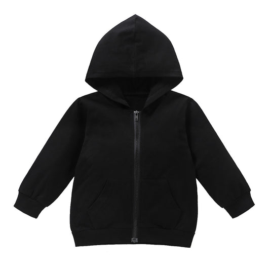 Children's Letter Print Cotton Hoodie in Black | Kids Casual Sweatshirt