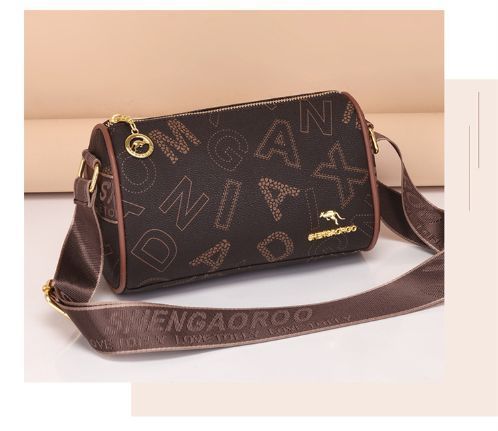 Women's PVC Crossbody Messenger Bag | Brown, White & Yellow