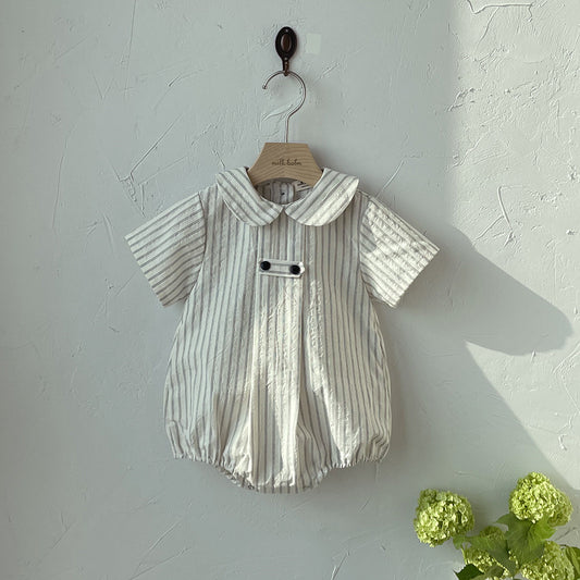 Baby Polka Dot Cotton Jumpsuit | Double Button Lapel