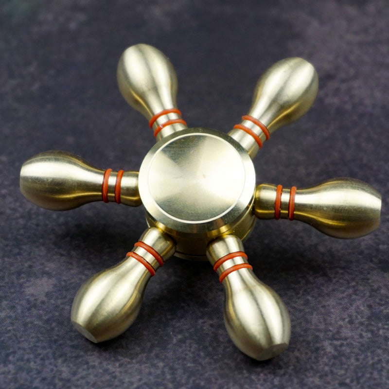 Pure Copper 6-Arm Gyro Spinning Top Fidget Toy | Premium EDC Desk Toy