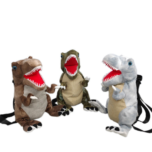 Kids' Plush Dinosaur Backpack – Soft Stuffed Cartoon School & Play Bag
