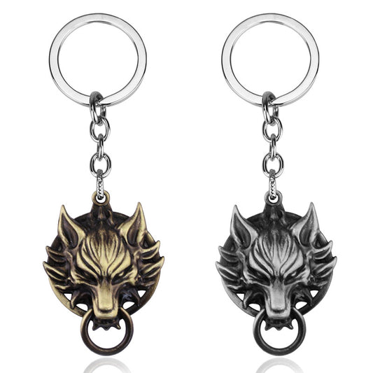 Wolf Head Alloy Keychain | Zinc Animal Charm Pendant | Bronze & Antique Silver