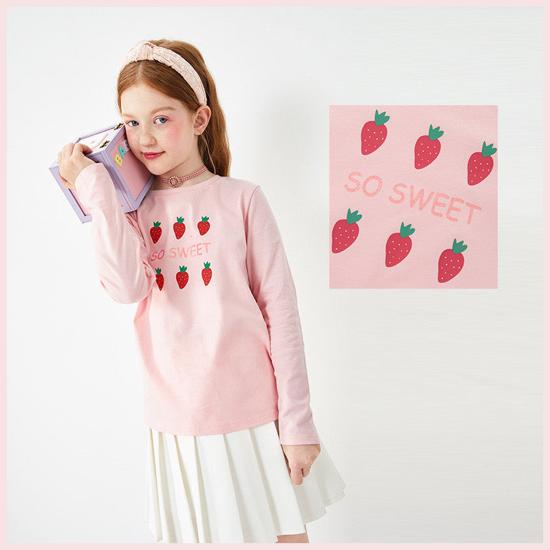 Girls Striped Cotton Long Sleeve Top | Ages 7–14, 3 Colours