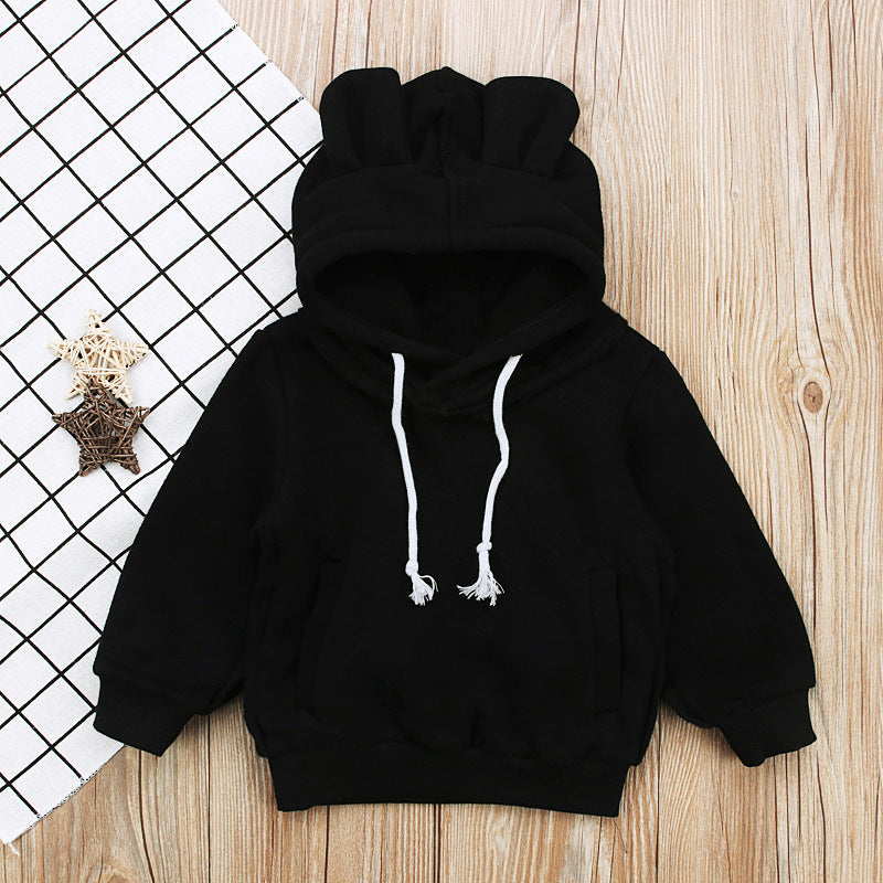 Children's Bear Ear Fleece Hooded Pullover | Toddler & Kids Long Sleeve Sweater