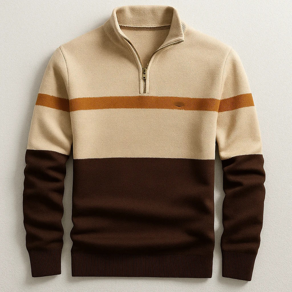 Men's Slim Fit Striped Pullover Sweater Stand Collar S-3XL