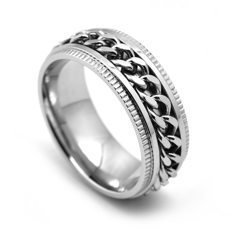 Men's Stainless Steel Spinner Fidget Ring