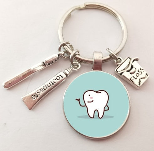 Novelty Tooth Glass Charm Keychain | 9 Styles