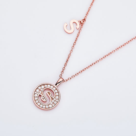 Moissanite Letter S Necklace | Platinum-Plated S925 Silver | GRA Certified