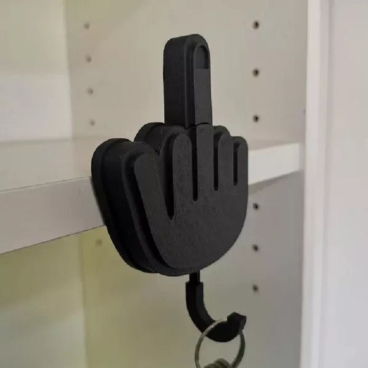 Novelty Middle Finger Key Hook | Desktop Key Holder | Wood & Plastic