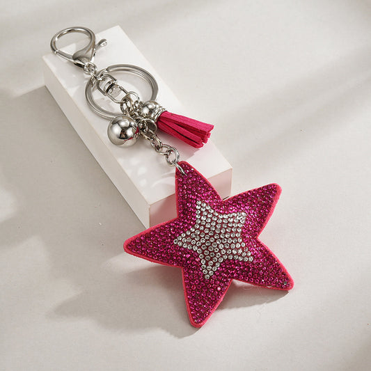 Velvet Pentagram Star Tassel Keychain | 8 Colours