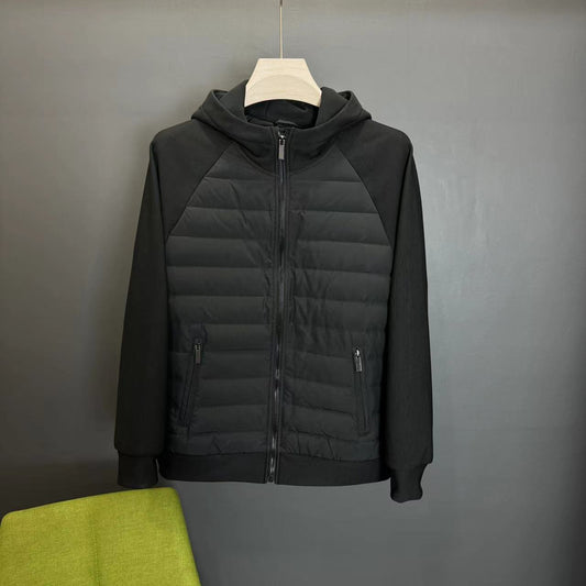 Men's Lightweight Hooded Down Jacket - Loose Fit Casual Winter Coat
