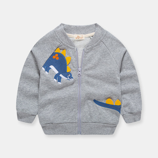 Children's Cartoon Zip-Up Jacket | Cotton Baseball Cardigan for Kids