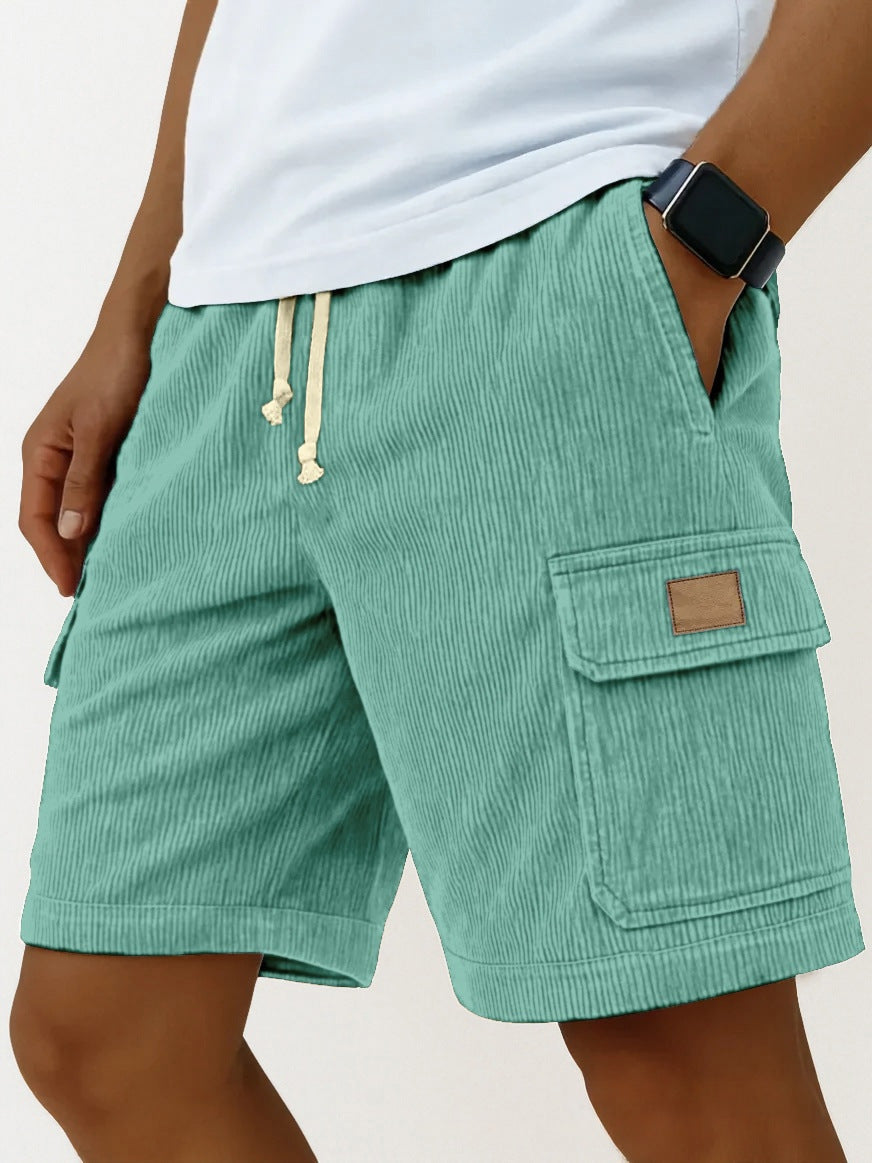 Men's Corduroy Cropped Shorts | Drawstring Side-Pocket S-5XL