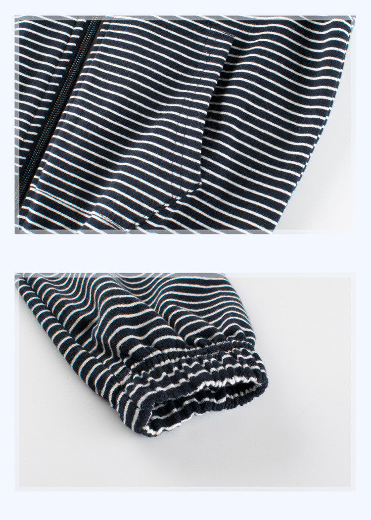 Boys' Striped Cotton Cardigan Jacket | Long Sleeve Kids Zip-Up Top