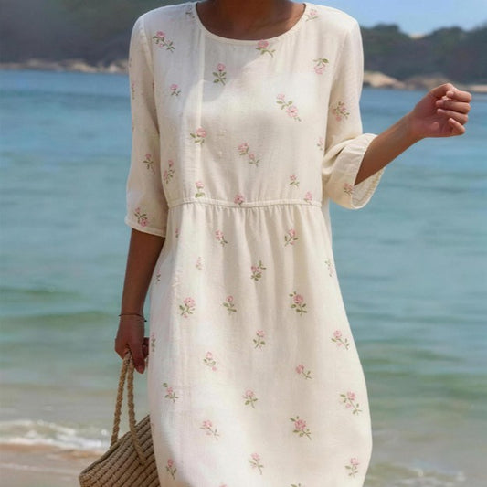 Women's Floral Print Long Sleeve Round Neck Dress
