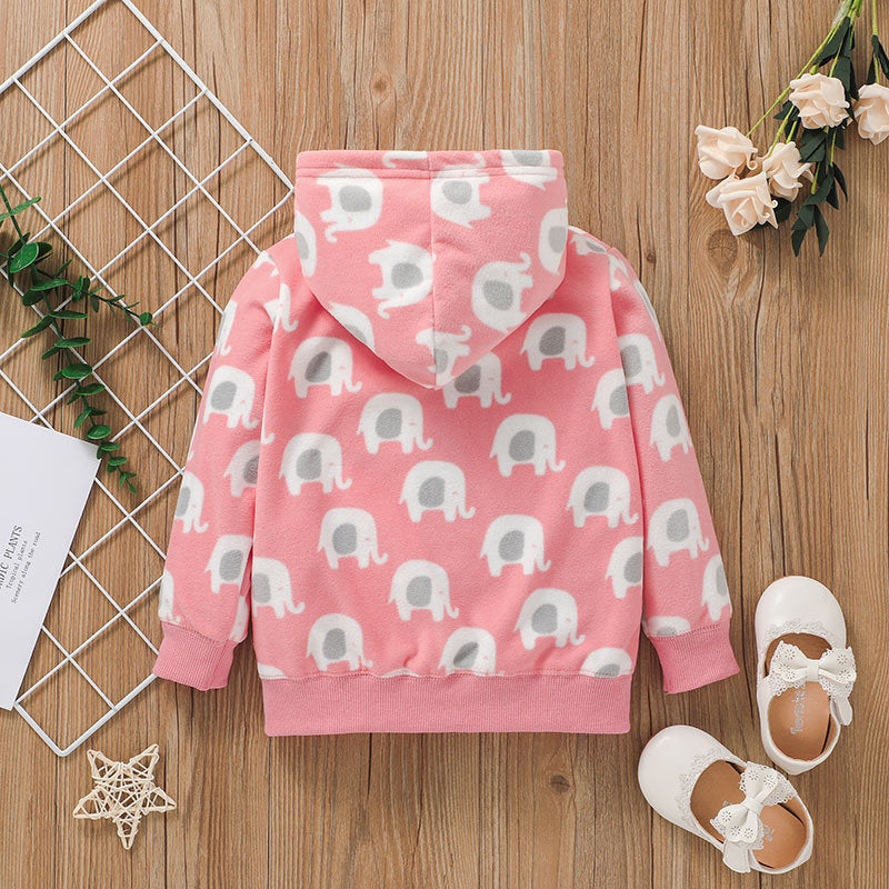 Girls Animal Print Hooded Zip Jacket – Class A Cotton Coat