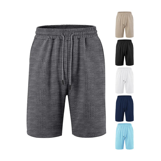 Men's Jacquard Stripe Casual Shorts | Polyester Loose Fit S-3XL