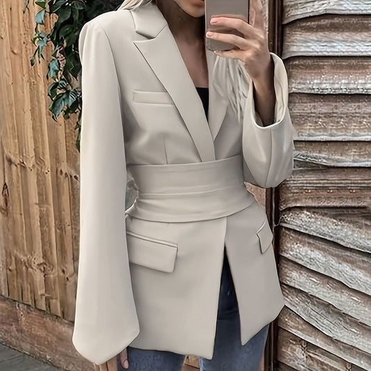 Women's Tie-Back Cardigan Coat – Mid-Length British Style