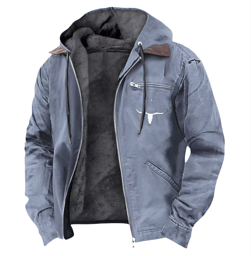 Men's Graphic Print Long Hooded Coat – Relaxed Fit | S–3XL